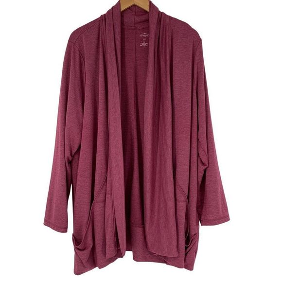 Womens Open Front Cardi Roomy Pockets St Johns Bay Size 3X Polyester Red - Picture 1 of 8